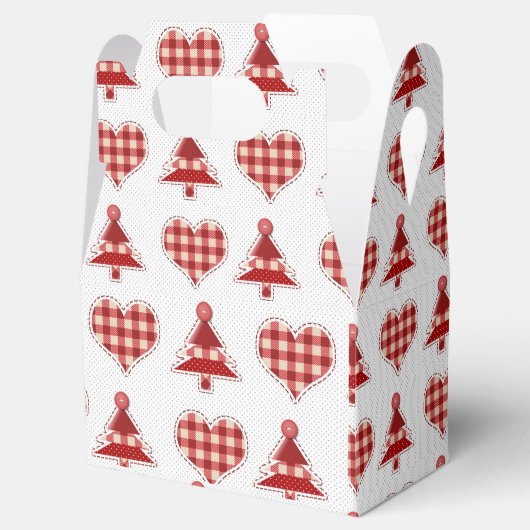 Pset Red Kerstbomen en Hearts Pattern Bedankdoosjes (Geopend)
