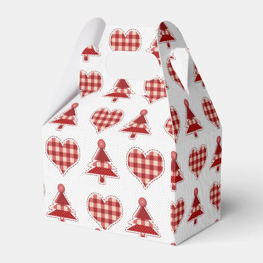 Pset Red Kerstbomen en Hearts Pattern Bedankdoosjes (Voorkant Zijde)