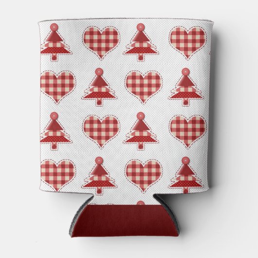 Pset Red Kerstbomen en Hearts Pattern Blikjeskoeler (Voorkant)