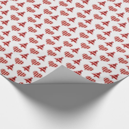 Pset Red Kerstbomen en Hearts Pattern Cadeaupapier (Hoek)