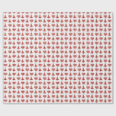 Pset Red Kerstbomen en Hearts Pattern Cadeaupapier (Vlak)