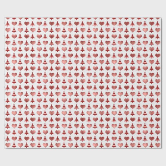 Pset Red Kerstbomen en Hearts Pattern Cadeaupapier (Vlak)