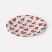 Pset Red Kerstbomen en Hearts Pattern Papieren Bordje (Gekanteld)