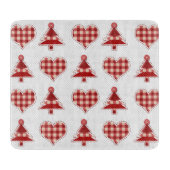 Pset Red Kerstbomen en Hearts Pattern Snijplank (Voorkant)