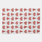 Pset Red Kerstbomen en Hearts Pattern Theedoek (Horizontaal)