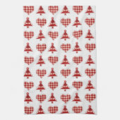 Pset Red Kerstbomen en Hearts Pattern Theedoek (Verticaal)
