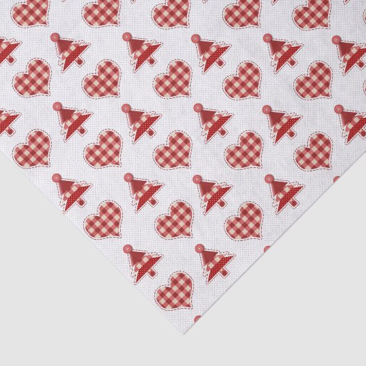 Pset Red Kerstbomen en Hearts Pattern Tissuepapier (Detail)