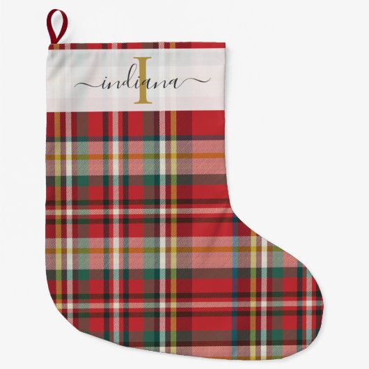 Pset Red Pattern Rustige kerstFeestdagen Grote Kerstsok (Voorkant)