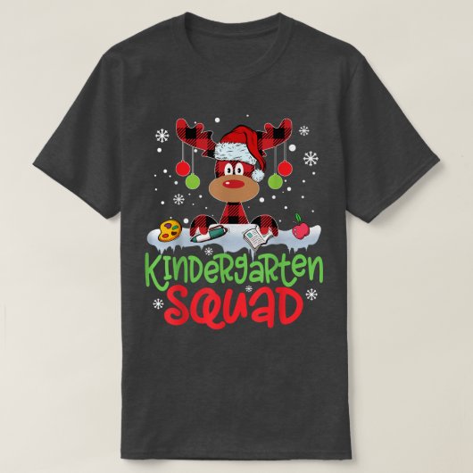 Pset Reindeer Santa Hat Kindergarten Squad Teache T-shirt (Design voorkant)