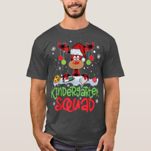 Pset Reindeer Santa Hat Kindergarten Squad Teache T-shirt