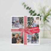 Pset Ribbon en Bow 4 Photo Collage Kerstmis Hol Feestdagenkaart (Staand voorkant)