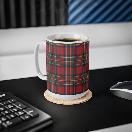 Pset Rustic Red Stewart Birthday Tartan Koffiemok