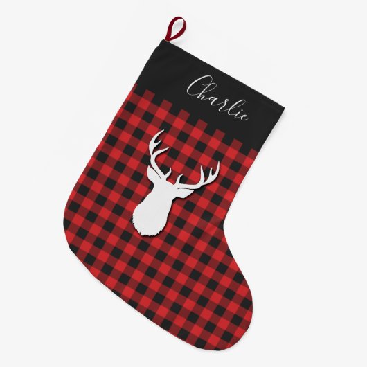 Pset Rustic Script Kerstmis Deer Antlers Grote Kerstsok (Voorkant (Hangend))