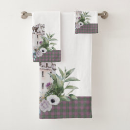Pset Scottish Castle met vogels en bloemen Bad Handdoek