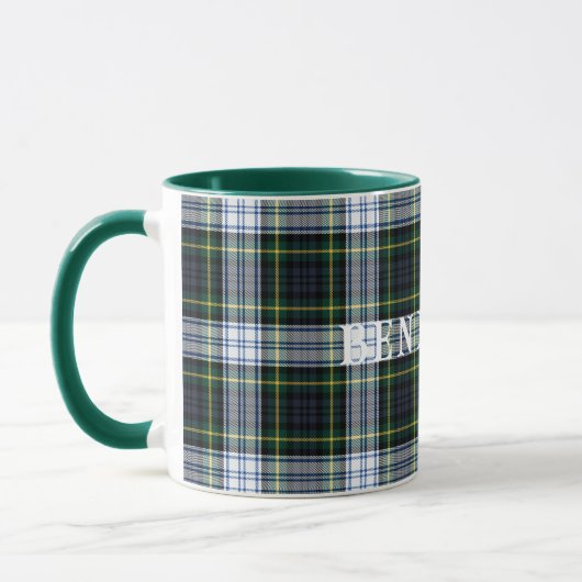 Pset Scottish Clan Gordon Green White Tartan Mok (Links)