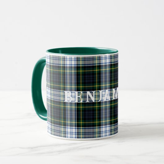 Pset Scottish Clan Gordon Green White Tartan Mok (Voorkant links)