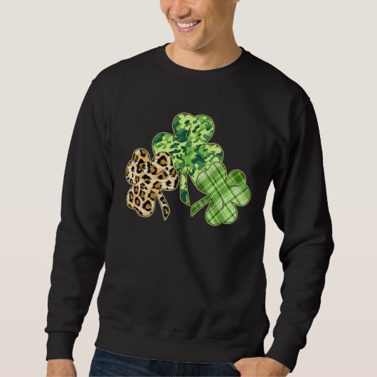 Pset Shamrock Leopard Camouflage Funny St Patrick Trui (Voorkant)