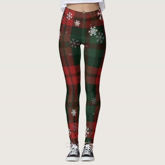 Pset Snowflakes Rustic Winter Kerstmis Leggings (Voorkant)