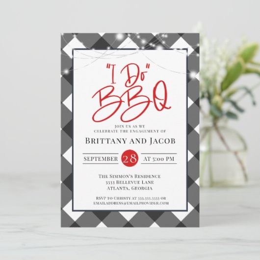 Pset String Lights I Do BBQ Verloving Kaart (Staand voorkant)
