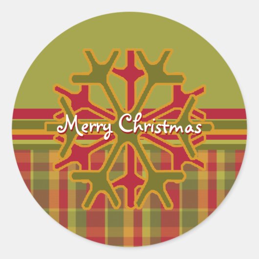 Pset & Stripes Snowflake Sticker Red Green Tan (Voorkant)