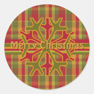 Pset & Stripes Snowflake Sticker Red Green Tan