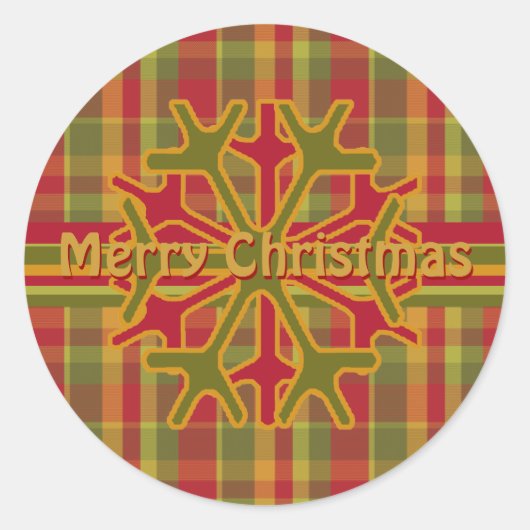 Pset & Stripes Snowflake Sticker Red Green Tan (Voorkant)