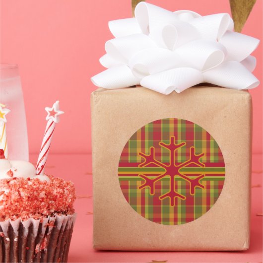 Pset & Stripes Snowflake Sticker Red Green Tan (Feest)