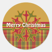Pset & Stripes Snowflake Sticker Red Green Tan (Voorkant)