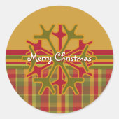 Pset & Stripes Snowflake Sticker Red Green Tan (Voorkant)