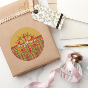 Pset & Stripes Snowflake Sticker Red Green Tan