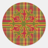 Pset & Stripes Snowflake Sticker Red Green Tan (Voorkant)