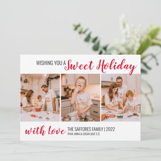 Pset Sweet Holiday Kerstfeestdag Fotokaart Feestdagenkaart (Staand voorkant)