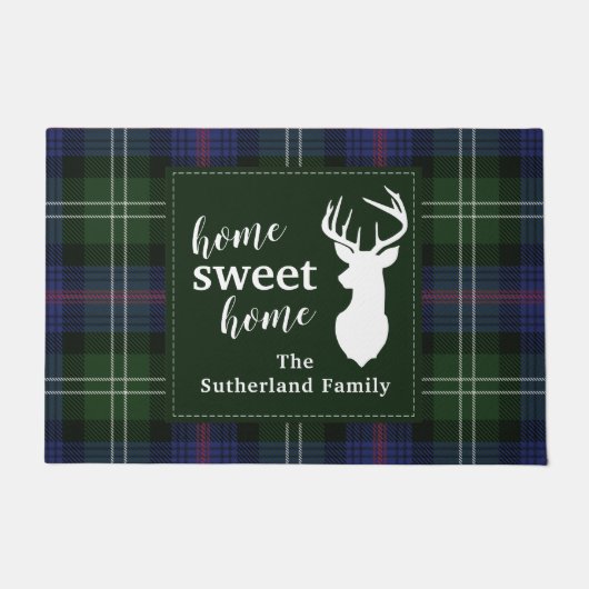 Pset Sweet Home Sutherland Tartan Gepersonaliseerd Deurmat (Voorkant)