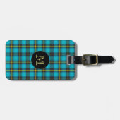 Pset Tartan Blue Black Yellow Monogram Trendy Bagagelabel (Voorkant horizontaal)