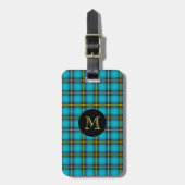 Pset Tartan Blue Black Yellow Monogram Trendy Bagagelabel (Voorkant verticaal)