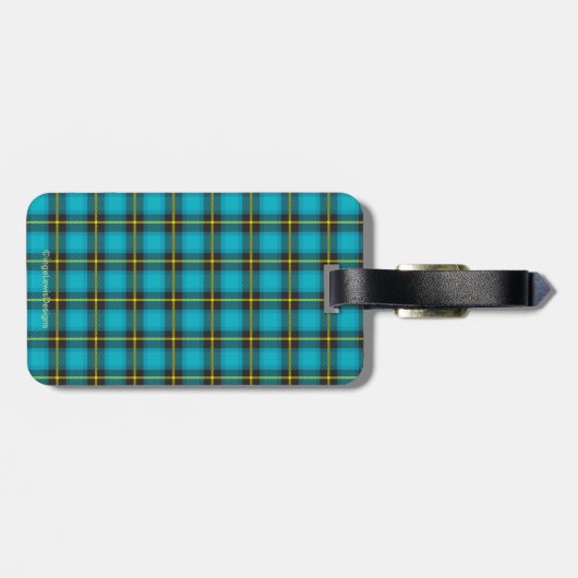 Pset Tartan Blue Black Yellow Monogram Trendy Bagagelabel (Achterkant horizontaal)