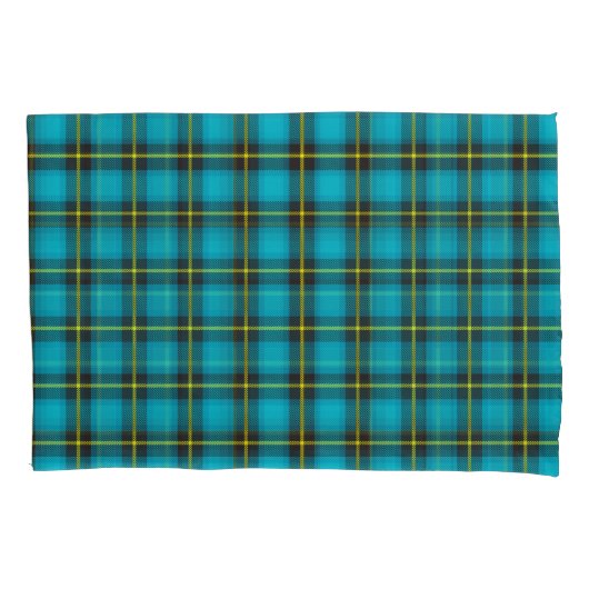 Pset Tartan Blue Black Yellow Pattern Trendy Kussensloop (Voorkant)