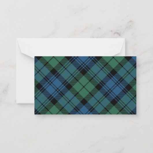 Pset Tartan Campbell Rustic Weddenschap Bedankt Notitiekaartje (Achterkant)