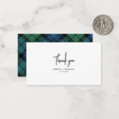Pset Tartan Campbell Rustic Weddenschap Bedankt Notitiekaartje (Voorkant / Achterkant in situ)