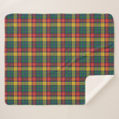 Pset Tartan Clan Buchanan Red Yellow Green check Sherpa Deken (Voorkant (horizontaal))