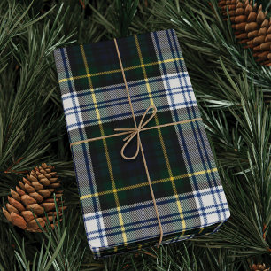 Pset Tartan Clan Gordon White Green Holiday Cadeaupapier
