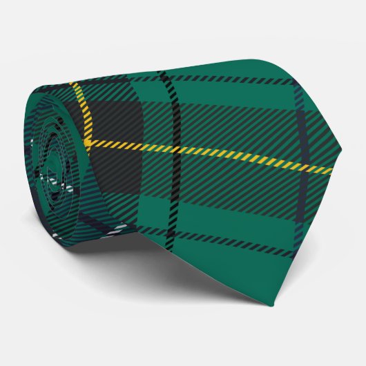 Pset Tartan Clan Henderson Green Blue Check Stropdas (Opgerold)