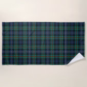 Pset Tartan Clan Robertson Green Paarse Check Strandlaken (Voorkant)