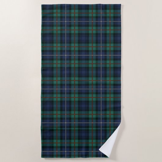 Pset Tartan Clan Robertson Green Paarse Check Strandlaken (Voorkant)