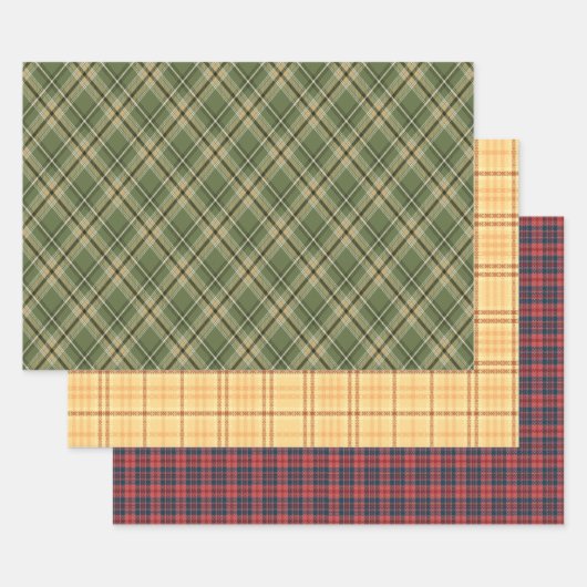 Pset Tartan Gift Wrap (set van 3) Inpakpapier Vel (Set)