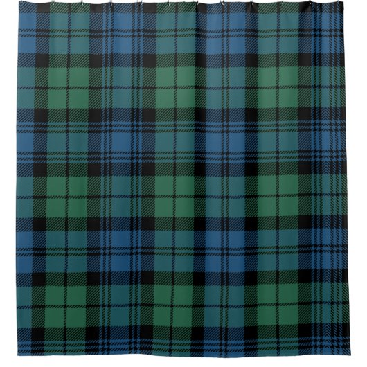 Pset Tartan Green Blue Pattern Rustic Campbell Douchegordijn (Voorkant)