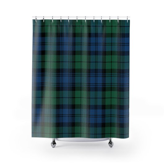 Pset Tartan Green Blue Pattern Rustic Campbell Douchegordijn
