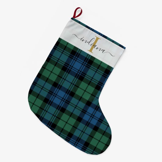 Pset Tartan Green Campbell Feestdagen voor kerstmi Grote Kerstsok (Voorkant (Hangend))
