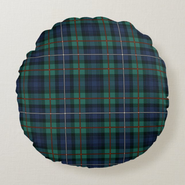 Pset Tartan Green Paars Rustic Clan Robertson Rond Kussen (Voorkant)
