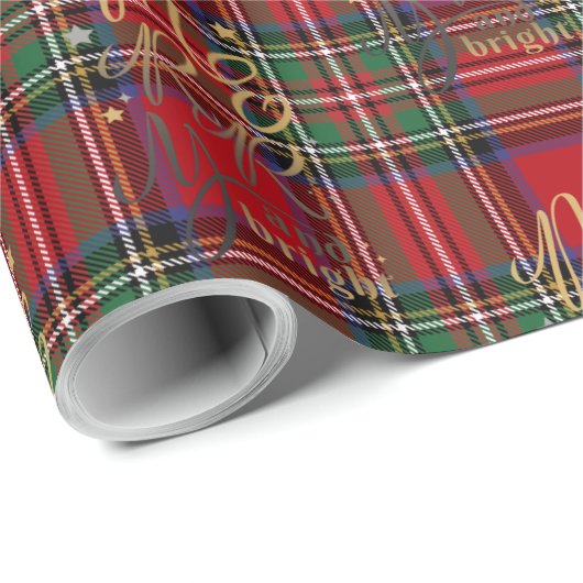 Pset Tartan Merry en heldere kerstFeestdagen Cadeaupapier (Rol Hoek)